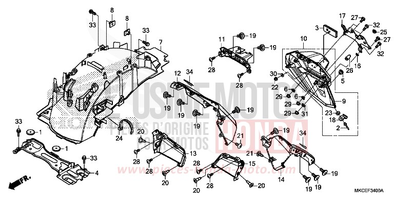 REAR FENDER for Gold Wing CANDY ARDENT RED (R367B) from 2019